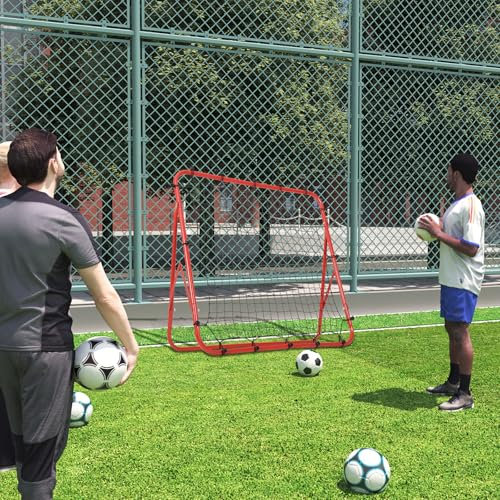 QAVODB Fußball-Übungshüpfnetz Fußball Rebound Netz Rebounder Kinder und Jugendliche Solo Rebound Kick Trainer für Fußball Training 100x100cm,Rot