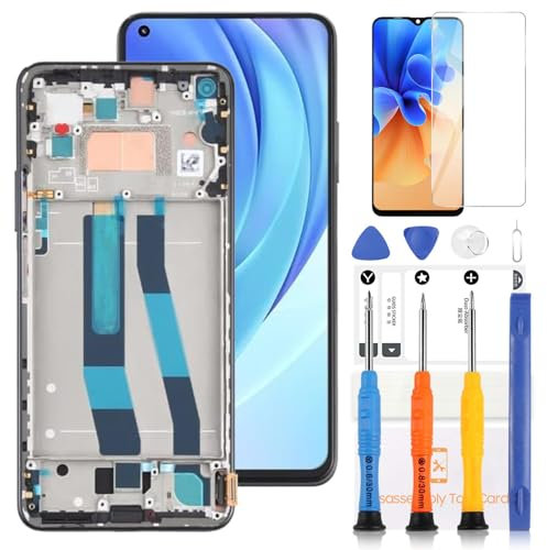 Pantalla TFT para Xiaomi Mi 11 Lite 4G M2101K9AG Reemplazo de Pantalla para Xiaomi Mi 11 Lite 5G M2101K9G/MI 11 Pantalla LCD táctil digitalizador Aessmbly Piezas de reparación con herramientas(negro