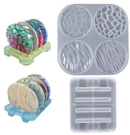 STOBOK 2pcs Coaster Mold Circle Silicone Mold Silicone Coaster Mould Soap Silicone Molds Cup Pad Geode Coaster Stoarge Stand Silicone Moulds White Cake Mold Silica Gel Crystal Epoxy