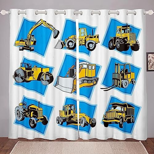 2-Teiliges Set Digital Bedruckte Verdunkelungsvorhänge Cartoon-Auto Für Schlafzimmer, Wohnzimmer, Esszimmer, Kinder, Jugendzimmer, Fenster Vorhänge