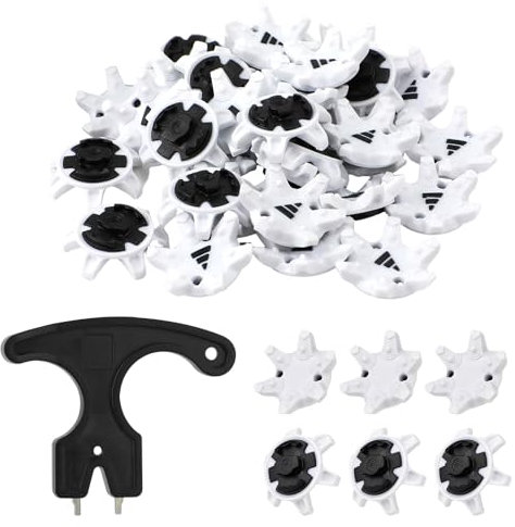 NQEUEPN 31uds Tacos Zapatos Golf, Tacos de Clavos para Zapatos de Golf con Llave Fácil Instalación Reemplazos de Pasadores de Clavos de Golf para Zapatos de Golf(Blanco Negro)