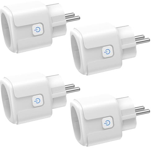 FAYIBUY Enchufe Inteligente WiFi, 4 Pack Enchufe WiFi Medidor Consumo 16A 3680W, Tomada Inteligente con Temporizadores y Control Remoto por APP&Voz, Compatible con Alexa y Google Home