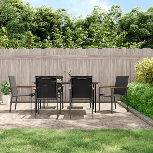 Juroupi 7-TLG. Garten-Essgruppe Outdoor Furniture GartenmöBel Set Balkon Sitzgruppe Garten Essgruppe Schwarz Textilene und Stahl - 3187038