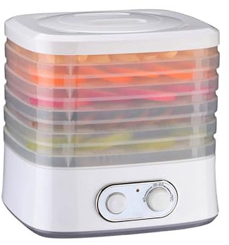 Avilia Disidratatore Elettrico con 5 Vassoi - Essiccatore per Alimenti con regolazione temperatura 40°-75°, per Frutta, Funghi ed Erbe Aromatiche, 240W