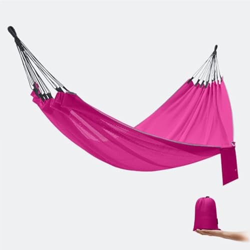 CHDGSJ Doppelte Camping-Hängematte – Tragbare Hängematte für 2 Personen – Baumhängematte für Rucksackreisen – Atmungsaktive Netz-Wanderausrüstung – für Campingreisen im Freien(D)
