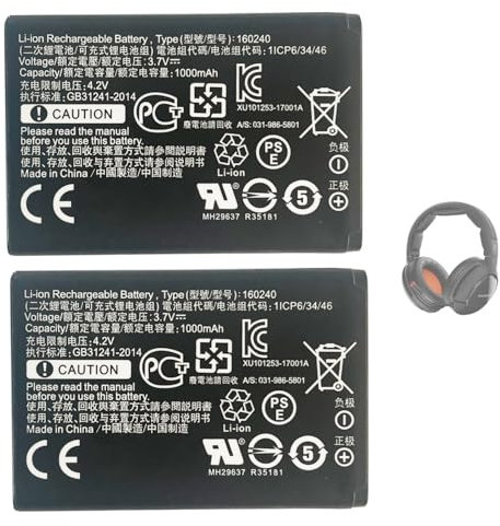 Aousavo 2PCS X 160240 ersatz akku Kompatibel mit SteelSeries Arctis Pro Wireless Siberia 800 Siberia 840 Wireless Kopfhörer Bluetooth Headset …