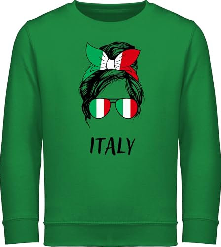 Shirtracer Sweatshirt Kinder Pullover für Jungen - Fußball EM WM - Frau mit Haarband Italien Motiv Fussball Geschenk Italy Geschenkidee Fussballfan Mädchen I - 152 (12/13 Jahre) - Grün
