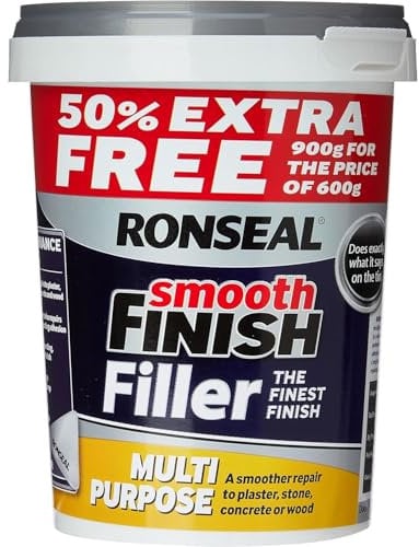 AMK® Ronseal Multi Purpose Ready Mixed Filler 900g Value Tub Interior Exterior Crack Hole Repair Paste Plaster Wood Stone Brick Concrete Smooth Finish Sandable Paintable Decorating Prep