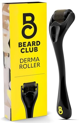 The Beard Club Derma Roller pour le visage, le corps et le cuir chevelu – Microneedling pour homme et femme avec 540 micro-aiguilles en titane – Rouleau à barbe et micro-aiguilles pour cheveux du cuir