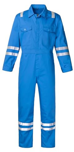 SUSHIMIAN Tuta da Lavoro da Uomo Abbigliamento da Lavoro Meccanico Tuta Intera Riflettente Studenti Tuta Blu da Lavoro con Alta visibilità, Blu Reale, L