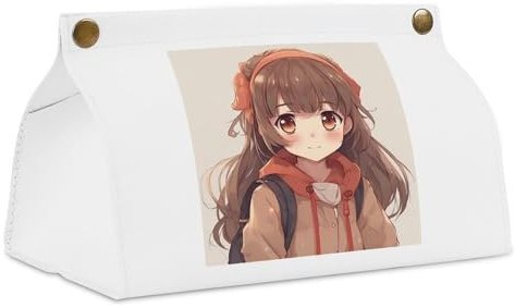 Taschentuchbox-Abdeckung, japanischer Anime-Druck, PU-Leder, Taschentuch-Organizer, Halter mit Knopf für Schminktisch, Nachttisch, Wohnzimmer, Küche und Büro
