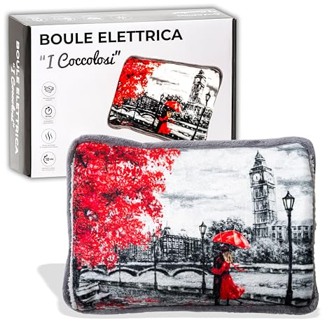 IPEA Elektrische Wärmflasche mit Plüschtaschen zum Wärmen der Hände, reduziert Muskel-, Brust- und Menstruationsbeschwerden, Boule Handwärmer und Fußwärmer, Motiv: London