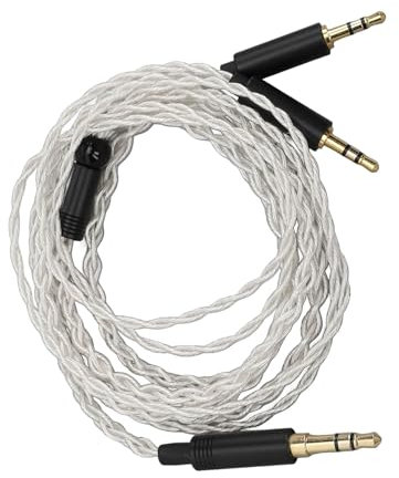 Jectse 3.5mm to Dual 2.5mm Earphone Cable, Silver Plated Copper Sound Wire 1.2m for HE400S, HE‑400I, HE560, HE‑350, HE1000, HE1000 V2, Gold Plated Plug, for Phones, Tablets, Laptops, PCS