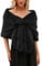 Luxuriöser Damen-Schal für den Winter, künstlich, oberflächlich, für Damen, Poncho, Hochzeit, Dinner-Party, für Damen und Mädchen, Kapuzenschal, Schwarz , One size
