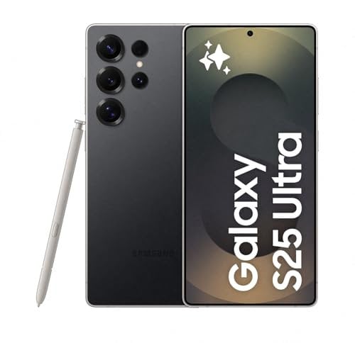 Samsung Galaxy S25 Ultra AI Smartphone, Galaxy AI, 12GB Memory, 512GB Storage, 200MP Camera, S Pen Included, Titanium Black, 3 Year Manufacturer Extended Warranty (UK Version)