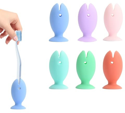 Protège Brosse à Dent, 6 Pièces Support de Brosse à Dent avec Ventouse, Étui Pratique pour Salle de Bain, Organisateur de Voyage