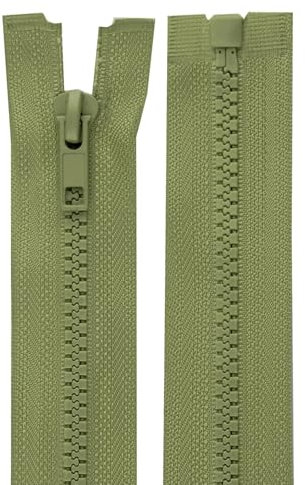 cyclingcolors 2x Cerniera Lampo n. 5 70 cm Chiusure Cursore Tirante Zip Poliestere Abbagliamento Arredamento Cucito Giacche, Verde grigio