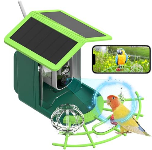 liiyiela Bird Feeder Camera Solar Powered, Smart Bird Feeder AI Identifies 11,000+ Bird's Species, Auto-Capture 2.5K UHD Bird's Video, IP66 Waterproof Outdoor, Ideal Present for Bird Lover (Green)