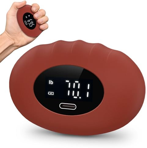 OQIMAX Digitaler Griffkraft Messgerät mit Ultraklares LED-Display, Griffkrafttrainer, Automatische Erfassung der elektronischen Griffkraft 396lb, Zählfunktion