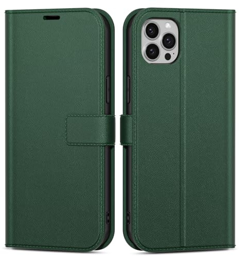 oakxco for iPhone 11 Pro Max Wallet Case with Credit Card Holder, Magnetic RFID Slim Folio Book Flip Leather Phone Case for Women Men Girl, Cute Soft Silicone Rubber Shockproof Cover, Dark Green