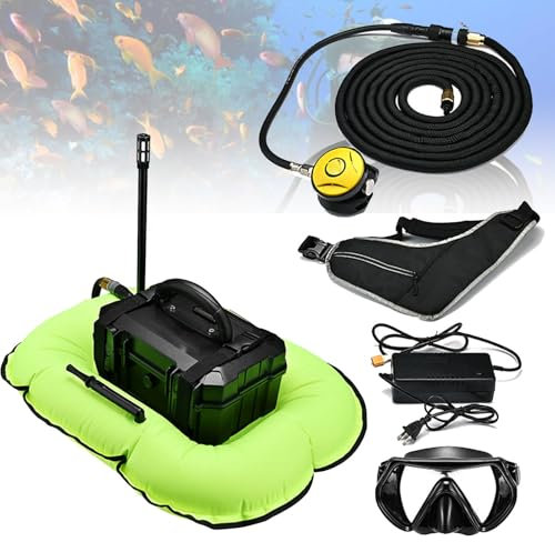 Système de plongée sous-marine 3/5,5 heures, bouteille de plongée rechargeable avec tuyau de 10 m et régulateur de respiration de plongée, appareil de plongée détachable, pour la plongée,Green-D3000