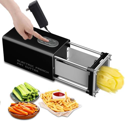 XUXIAO Electric French Fry Cutter, Automatic potato cutter, Potato Slicer with 1/2Inch & 3/8Inch Blade, Professional Commercial and Household French Fries Cutter