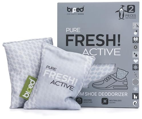 biped FRESH! ACTIVE - Schuhdeo gegen Geruch und Schweiß - Schuhtrockner Deo Kissen mit einzigartigen Düften oder PURE ohne Duftöl - Schuh Geruchsentferner mit Bambus Aktivkohle z2926(PURE)