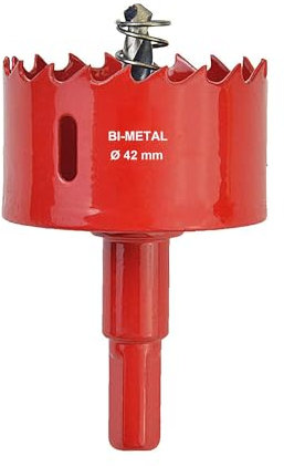 42mm Bimetall lochsäge, M42 HSS Lochschneider Rot Lochöffner-Bohrer für Holz Aluminium Trockenbau Rohr Kunststoff