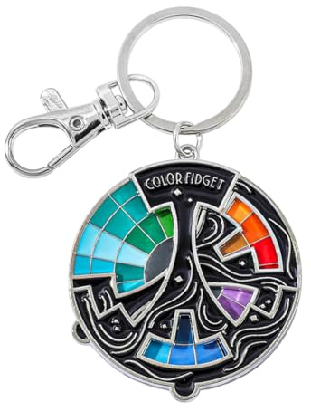 JUGUTA Color Fidget Emaille Pin, Kreative Farbrad-Emaille-Nadel, Color Wheel For Artists, Schlüsselanhänger Anstecknadeln Mit Drehbar Farbrad Für Linderung Von Angstzuständen (1Stk, Keychain)