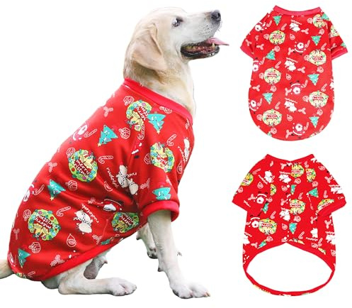 Hundepullover Mittel Groß Weihnachts Hundepullover Warm Winter Haustierkleidung für DogWelpen Schnee Outfit Mantel Weihnachts Pullover (Medium(Chest:67cm, Back:50cm))