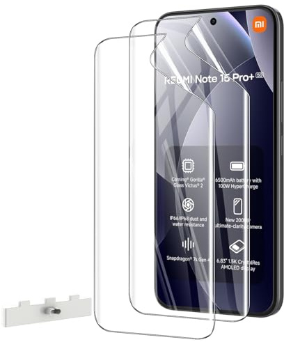 AOKUMA Protector de pantalla para Xiaomi Redmi Note 15 Pro+/15 Pro Plus 5G,[2 Piezas] Película protectora de TPU suave Compatible con Redmi Note 15 Pro+/15 Pro Plus,HD Transparente,Fácil de Instalar