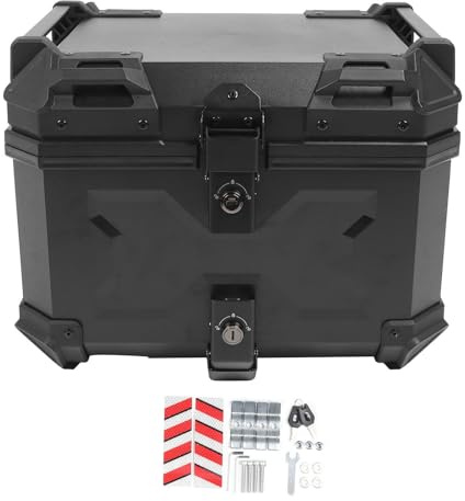 Zohisin Caja de Equipaje Trasero para Motocicleta 45L ABS Resistente a Impactos con Bloqueo de Acero Inoxidable Placa de Liberación Rápida y Forro PU Lavable