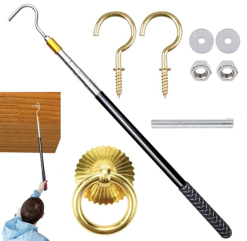 Dachboden-Haken und Ziehen, 162 cm, Teleskop-Treppenabzieher – Dachbodentreppe, Zugsystem für LKW, Fracht, Garage, Baldachin, Heimfahrzeug