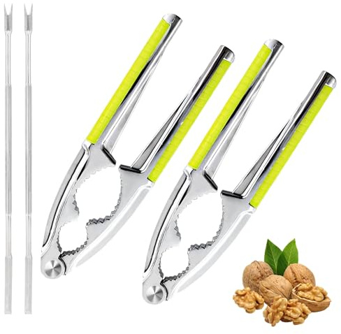 Nutcracker Set 2 Piece Green Nut Cracker with 2 Walnut Picks Premium Nutcracker Tool for Easy Nut Cracking Suitable for Kitchen Use and Holiday Celebrations