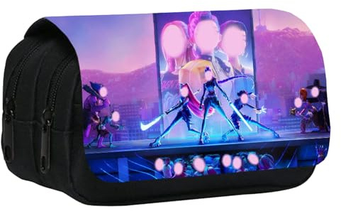 MLPKOI Huntrix Federmäppchen 3 Fächer, Federpenal Für K-pop Fans, Große Kapazität Pencil Case, Hunters Mäppchen mit Grossem Fassungsvermögen, Hunters Merch, Zippered Desk Organizer, für Schule & Büro