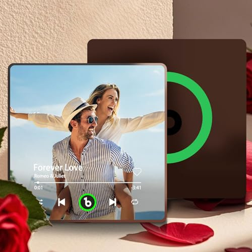 Custom Music Fridge Magnet, Personalised Spotify Plaque with Magnetic Photos, Personalised Gift for Valentine's Day, Christmas and Birthdays, Gift Idea for Couples and Friends (Style 1)