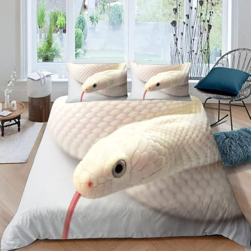 Schlange Bettwäsche 135x200 Tiere 3D Bettbezug Weich Mikrofaser Bettwäsche-Sets 3 Teilig mit 2 Kissenbezüge 80x80 für Mädchen Jugendliche Einzelbett D-1951