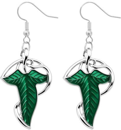NAUZE Elegant Green Tree Leaf Enamel Earrings The Rings Earrings Elven Style Nature Inspired Drop Earrings Lucky Jewelry Gift for Cosplay Festive Wear