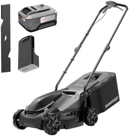 33 cm 20V Bürstenloser Akku-Rasenmäher für kleine Gärten | 20V 5,0Ah Akku & Ladegerät, 5-Stufen Höhenverstellung 25–65mm, 35L Grasfangkorb, Mulchmodus, 1 Ersatzklinge