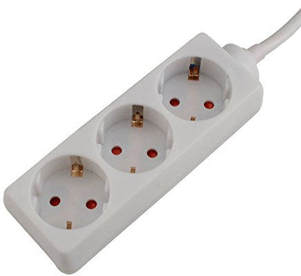 Tischsteckdose Steckdose Steckdosenleiste Kindersicherung 3 fach 3m weiß GS