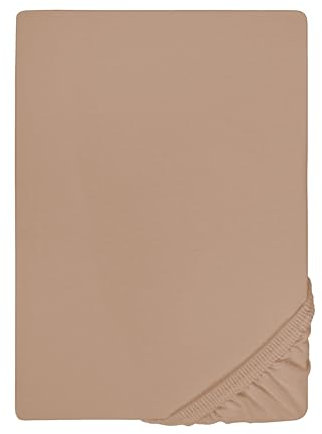 biberna Jersey-Elastic-Spannbetttuch 0077866 (Matratzenhöhe max. 25 cm) 1x 120x200 cm - 130x220 cm, Macchiato