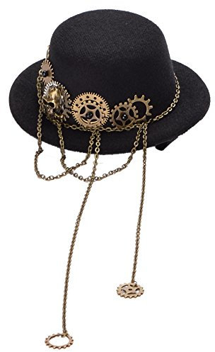 BLESSUME Steampunk Frauen Getriebe Mini Hut Gotisch Zylinder Haarspange (O)