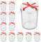 CapCro 12er Set Einmach-Gläser mit Deckel 435 ml I robuste Einweckgläser - Deckel mit Schleifen-Dekor rot-weiß I Marmeladen-Glas-Set to 82 - spülmaschinengeeignet I Twist-Off Gläser 12 Stück