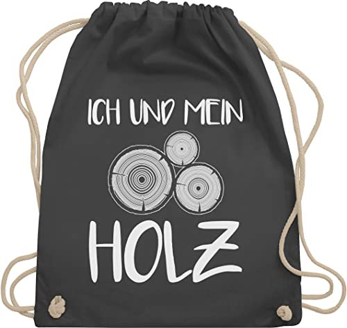 Shirtracer Turnbeutel Rucksack - Sprüche Statement mit Spruch - Ich und mein Holz - Unisize - Dunkelgrau - stoff baumwollbeutel kordel spruch. bag sportbeutel lustige spruche turnsack beutel sprüche.