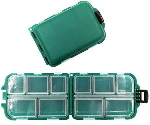 Fishing Tackle Box Lure Storage: 2 Packs Small Portable Case - Fishing Accessories Containers For Organizer Swivels Jigs Hooks Sinker (Green)
