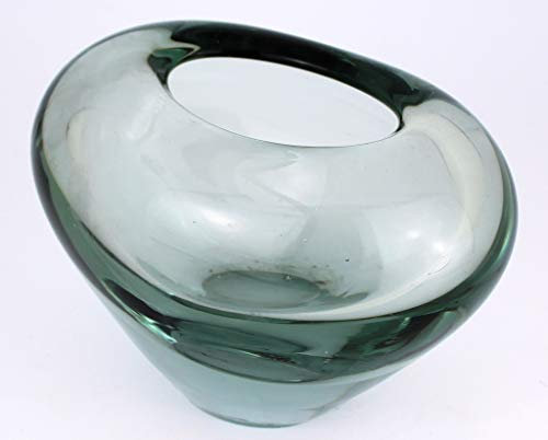 Holmegaard Hjertevase Vase des Herzens - Glas entworfen von Sidse Werner Dänemark 1985 - Masse: 1030 gr. 9,5 cm hoch und 14 x 10 cm. Grau - Artikel aus zweiter Hand