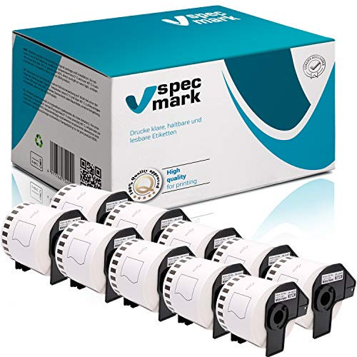 specmark 10 Rollen Endlosetiketten kompatibel mit Brother DK-22205 62mm x 30,48m Etiketten für allen QL-Etikettendruckern QL-570 QL-700 QL-800