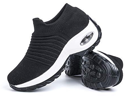 Hitmars Zapatillas Deportivas de Mujer Zapatos Running Fitness Outdoor Sneaker Casual Mesh Transpirable Comodas Calzado Negro Blanco 2 Talla 41