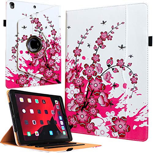 JYtrend Schutzhülle für iPad 9.7 (2018) 6th/(2017) 5. Generation, iPad Air 1 (2013)/Air 2 (2014), 360 drehbar, Auto Wake Up,Sleep rosa blume