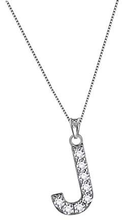 Aurora Tears Buchstabe J Halsketten 925 Sterling Silber Initiale J Alphabet Anhänger mit Zirkonia Schmuck für Frauen und Männer DP0261J